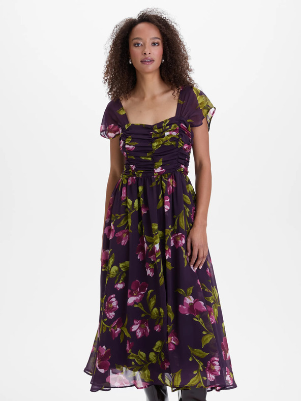 Orsay Ljubičaste midi haljine s cvjetnim uzorkom ORSAY