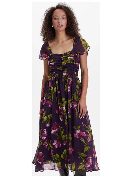 Orsay Ljubičaste midi haljine s cvjetnim uzorkom ORSAY