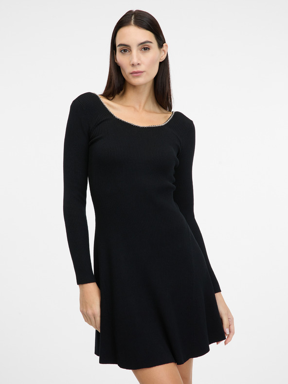 Orsay Crna ženska haljina do koljena ORSAY