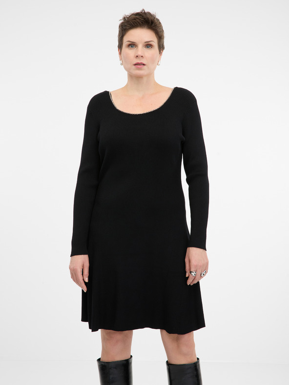 Orsay Crna ženska haljina do koljena ORSAY