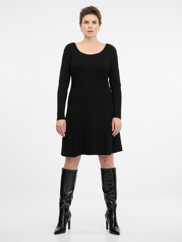 Orsay Crna ženska haljina do koljena ORSAY