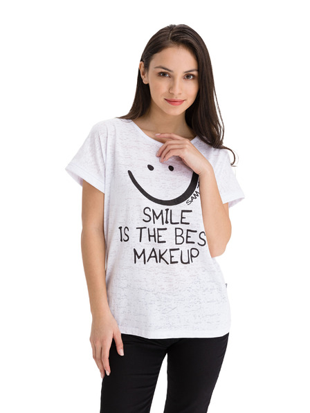 Sam 73 Bijela ženska majica s printom SAM 73