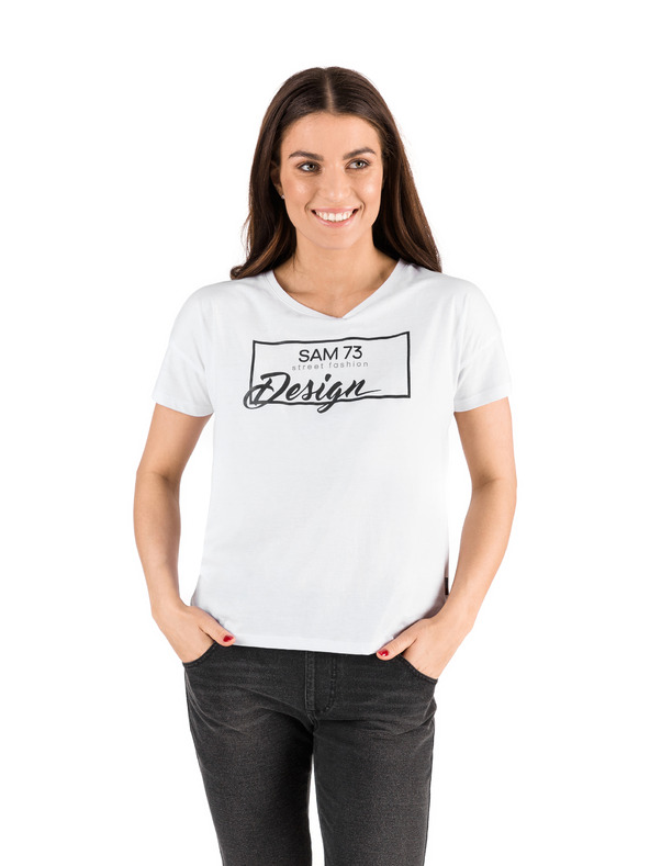 Sam 73 Bijela ženska majica s printom SAM 73