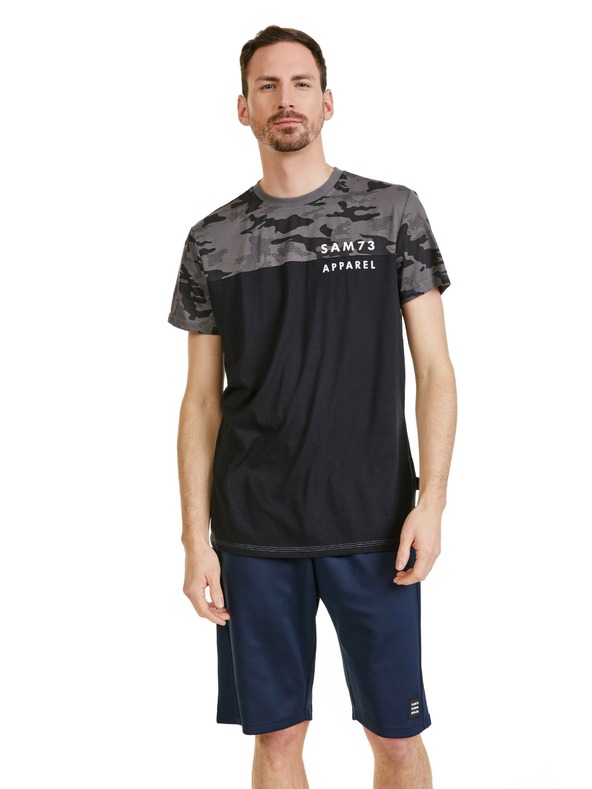 Sam 73 Crno-siva muška majica s uzorkom SAM 73 Jeff