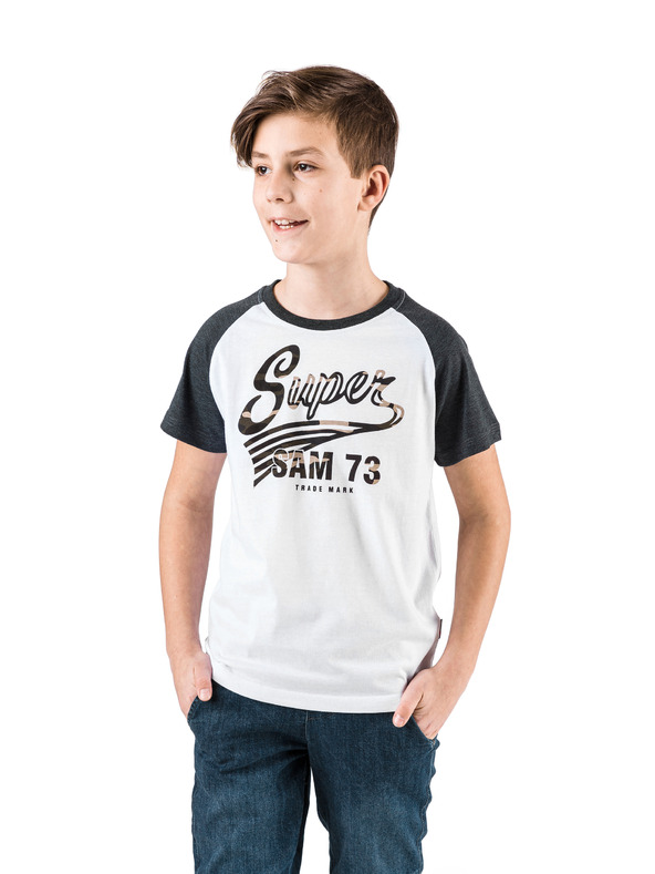 Sam 73 Crno-bijela majica za dječake s printom SAM 73