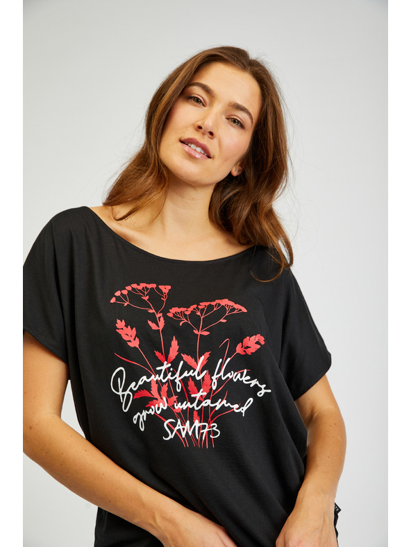 Sam 73 Crna ženska majica s printom SAM73 Circinus