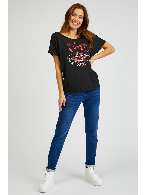 Sam 73 Crna ženska majica s printom SAM73 Circinus