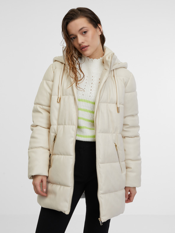 Orsay Krem ženski prošiveni kaput od umjetne kože ORSAY