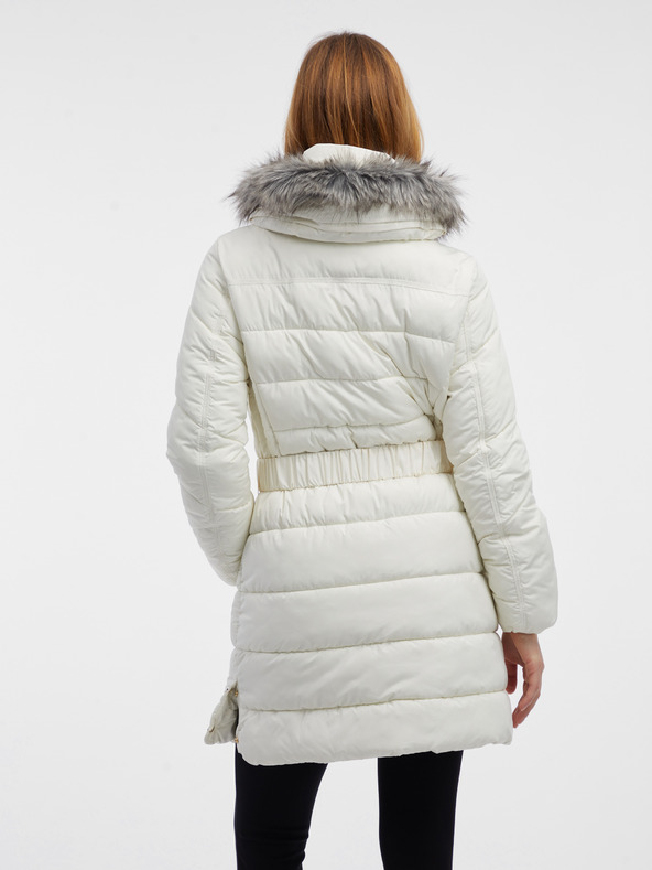 Orsay Krem ženski prošiveni kaput s umjetnim krznom ORSAY