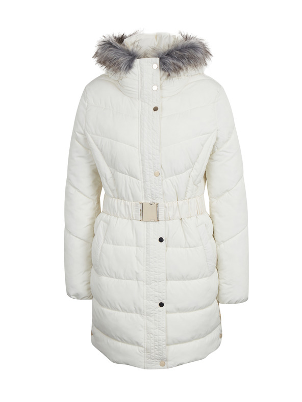 Orsay Krem ženski prošiveni kaput s umjetnim krznom ORSAY