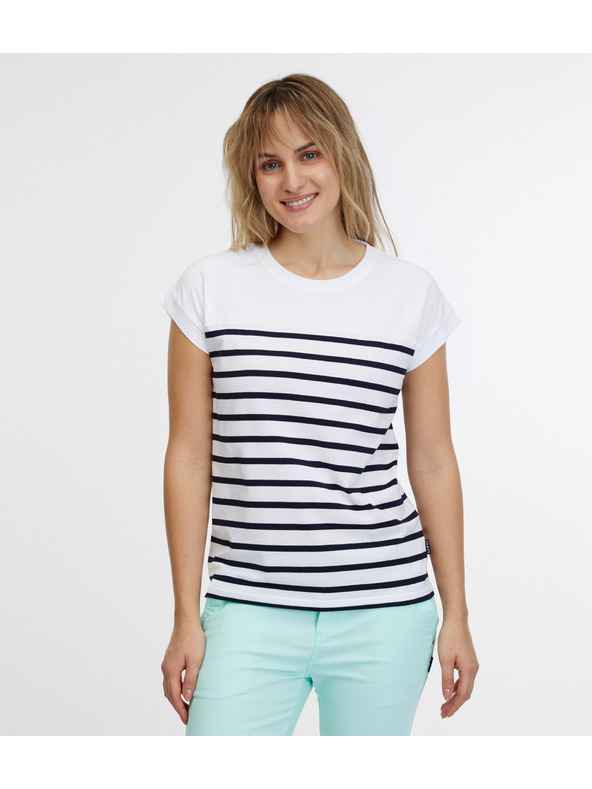 Sam 73 Bijela ženska majica na pruge SAM 73 Mercedes