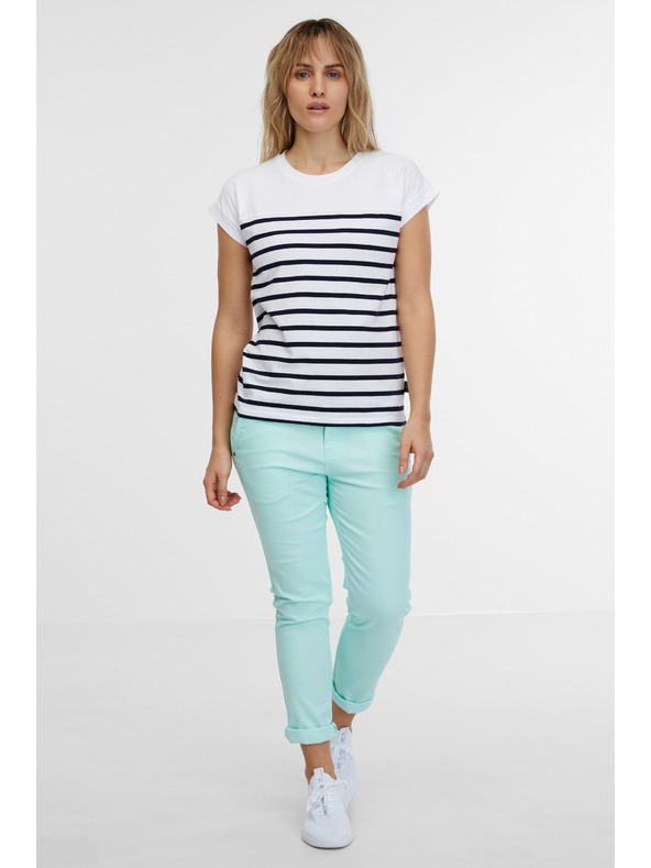 Sam 73 Bijela ženska majica na pruge SAM 73 Mercedes