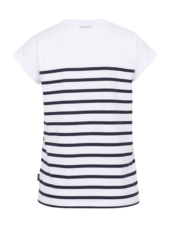 Sam 73 Bijela ženska majica na pruge SAM 73 Mercedes