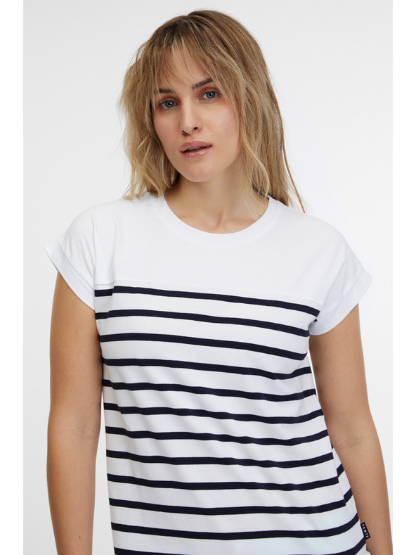 Sam 73 Bijela ženska majica na pruge SAM 73 Mercedes