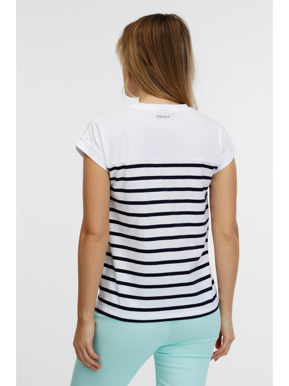 Sam 73 Bijela ženska majica na pruge SAM 73 Mercedes