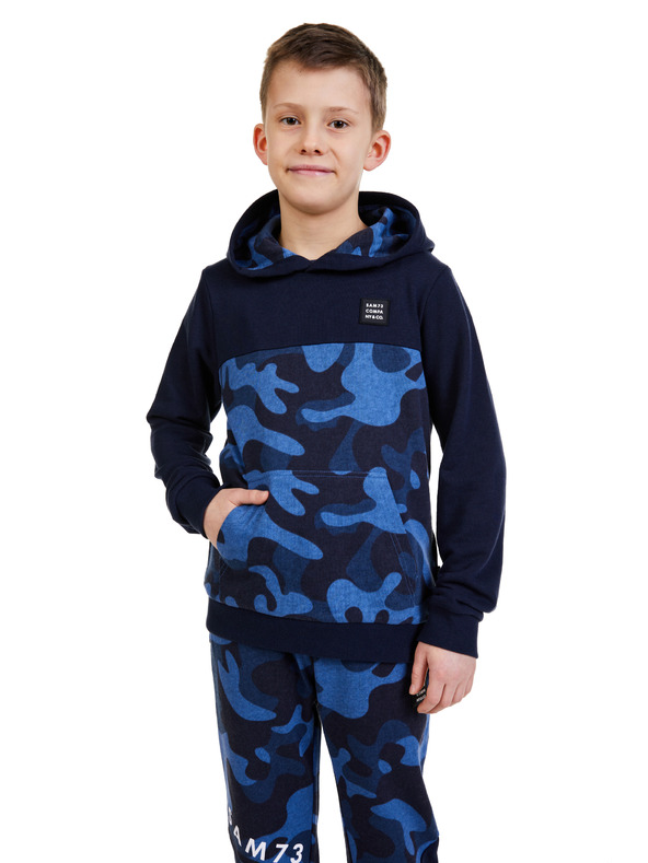 Sam 73 Tamnoplava dječačka majica s kapuljačom s uzorkom SAM 73 Danny