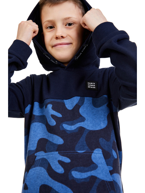 Sam 73 Tamnoplava dječačka majica s kapuljačom s uzorkom SAM 73 Danny