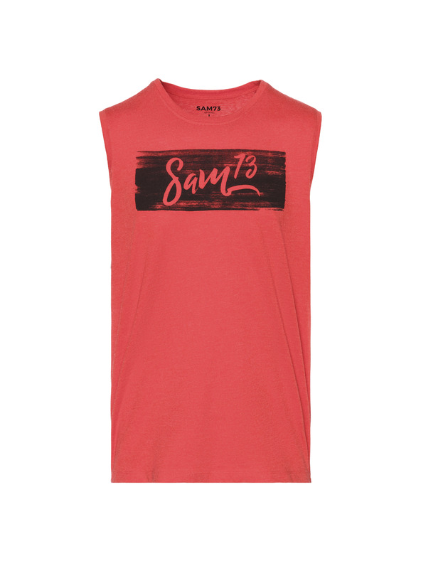 Sam 73 Crvena muška majica bez rukava s printom SAM 73