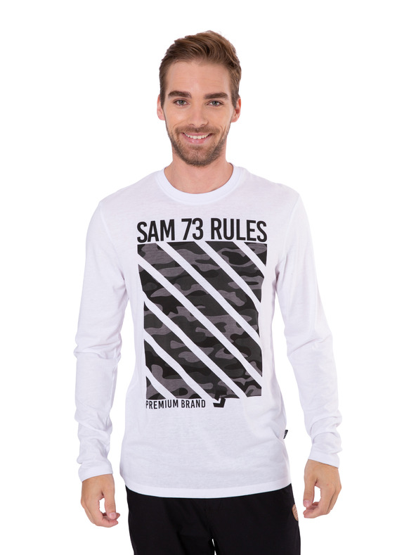 Sam 73 Bijela muška majica s printom SAM 73
