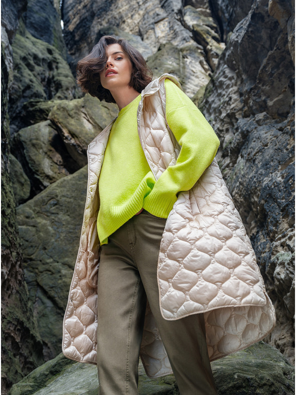 Orsay Bež ženski dugi prošiveni prsluk ORSAY