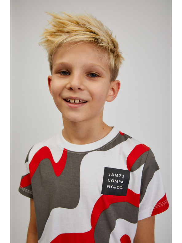 Sam 73 Sivo-crvena dječačka majica s uzorkom SAM 73 Oscar