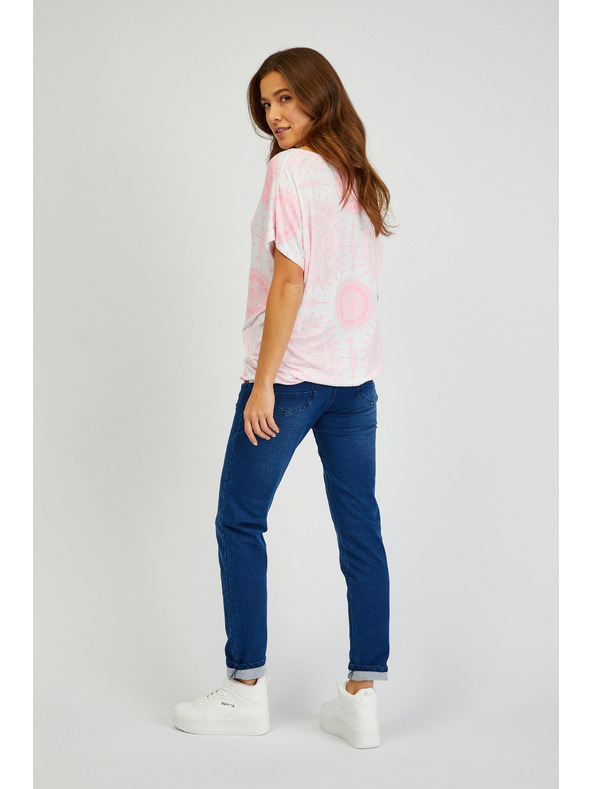 Sam 73 Bijelo-ružičasta ženska majica s uzorkom SAM73 Taurus