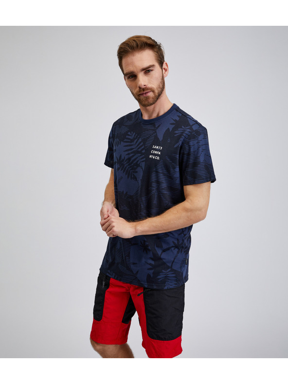 Sam 73 Tamnoplava muška majica s uzorkom SAM73 Sculptor