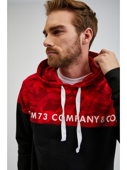 Sam 73 Crveno-crna muška majica s kapuljačom SAM73 Aquamarine