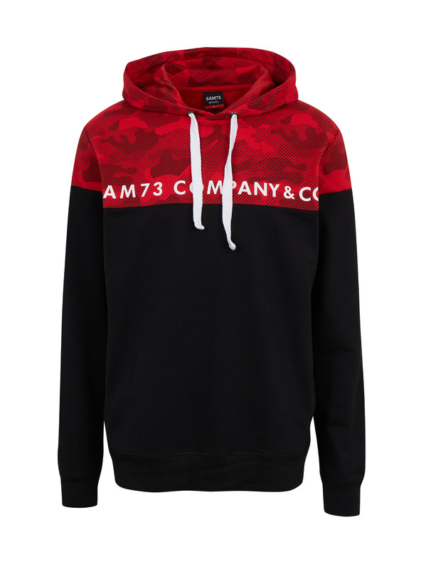 Sam 73 Crveno-crna muška majica s kapuljačom SAM73 Aquamarine