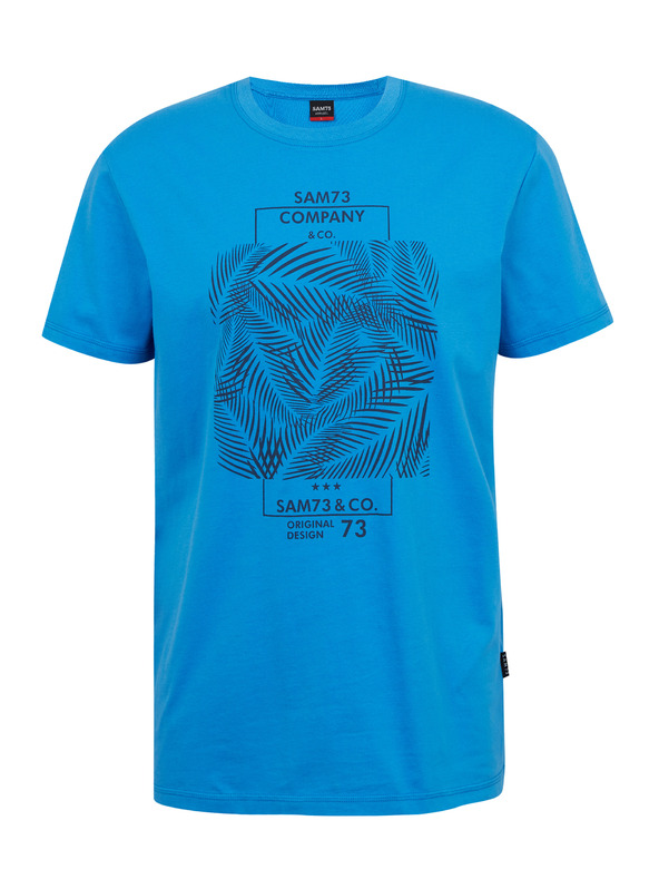Sam 73 Plava muška pamučna majica s printom SAM73 Almandit