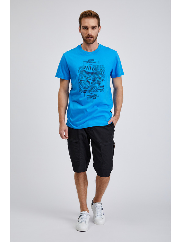 Sam 73 Plava muška pamučna majica s printom SAM73 Almandit