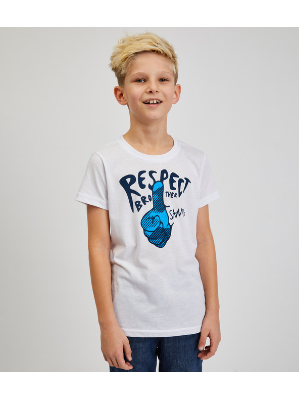 Sam 73 Bijela majica za dječake s printom SAM73 Scutum