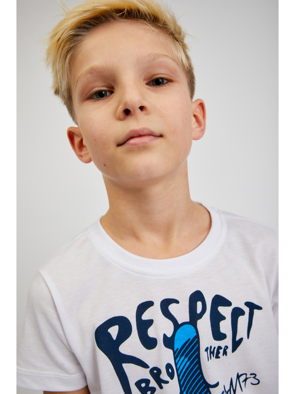 Sam 73 Bijela majica za dječake s printom SAM73 Scutum