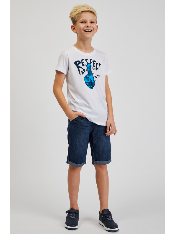 Sam 73 Bijela majica za dječake s printom SAM73 Scutum