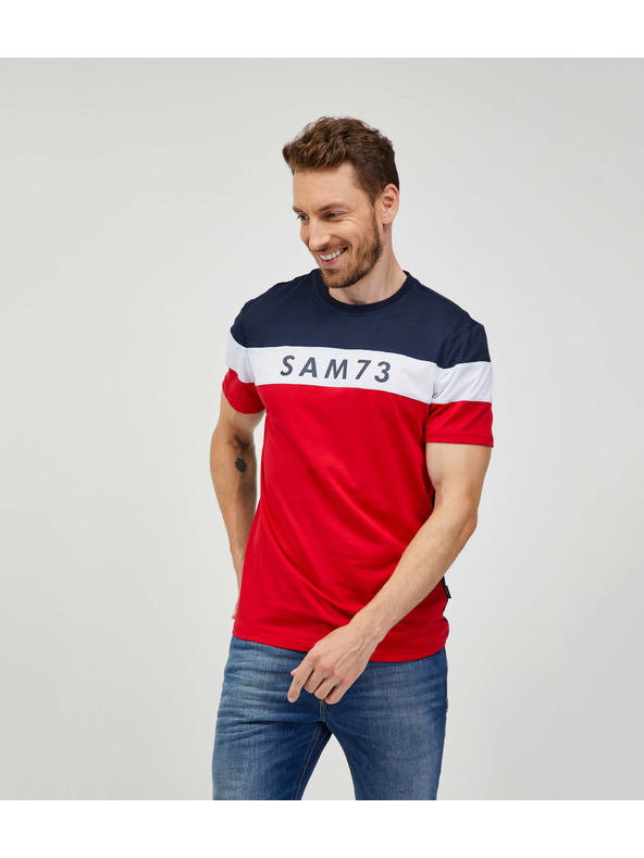 Sam 73 Plavo-crvena muška majica kratkih rukava SAM 73 Kavix