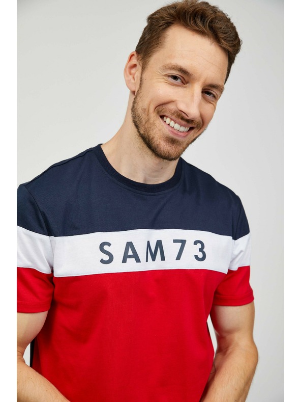 Sam 73 Plavo-crvena muška majica kratkih rukava SAM 73 Kavix