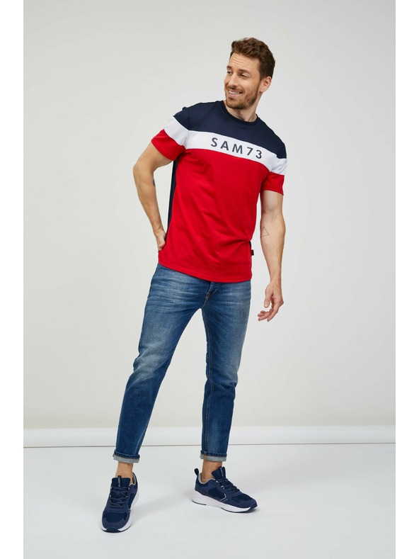 Sam 73 Plavo-crvena muška majica kratkih rukava SAM 73 Kavix