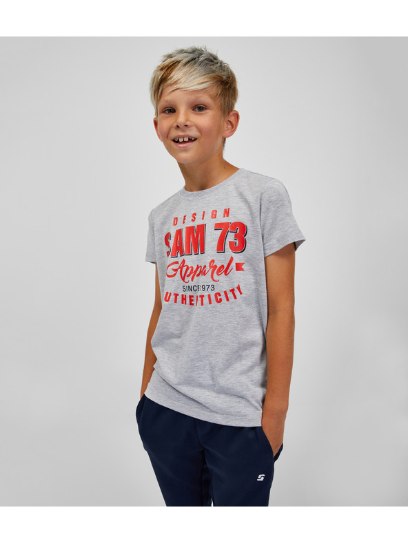 Sam 73 Svijetlo siva dječačka majica kratkih rukava s šarama SAM 73 Janson
