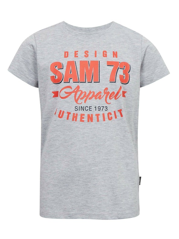 Sam 73 Svijetlo siva dječačka majica kratkih rukava s šarama SAM 73 Janson