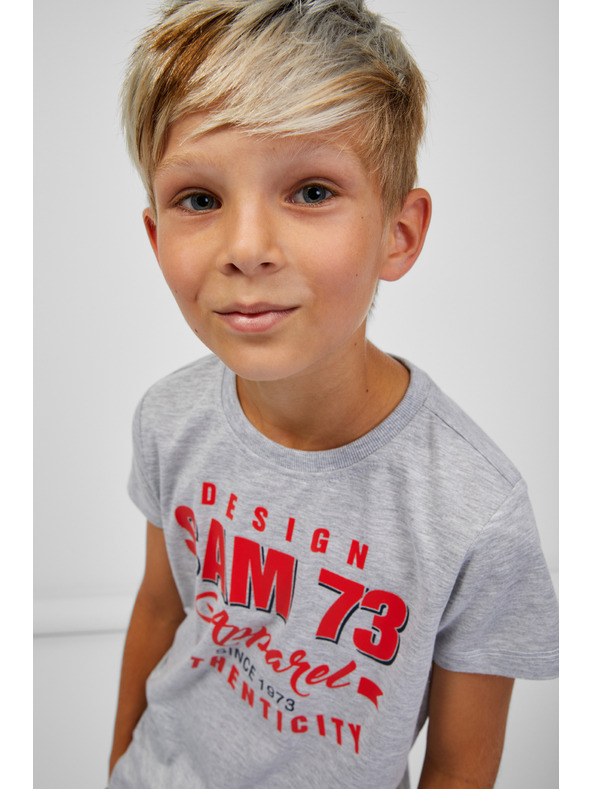 Sam 73 Svijetlo siva dječačka majica kratkih rukava s šarama SAM 73 Janson