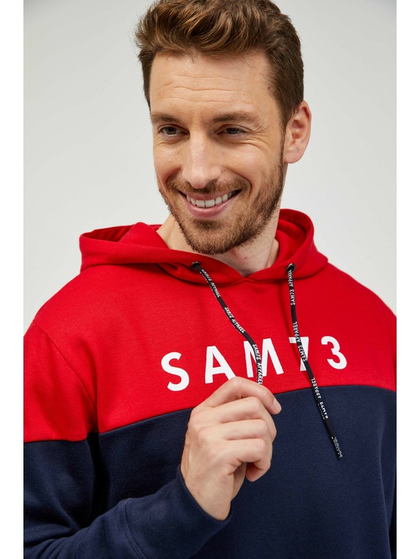 Sam 73 Crveno-plava muška majica s kapuljačom SAM 73 Eldos