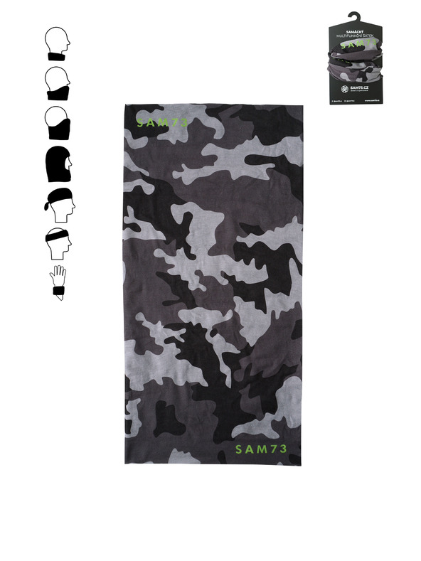 Sam 73 Sivi multifunkcionalni šal s uzorkom SAM 73