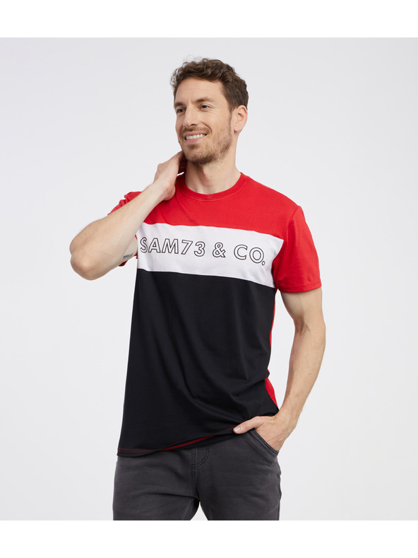Sam 73 Crno-crvena muška majica kratkih rukava SAM 73 Seamus