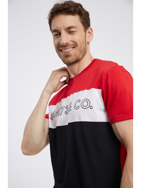 Sam 73 Crno-crvena muška majica kratkih rukava SAM 73 Seamus