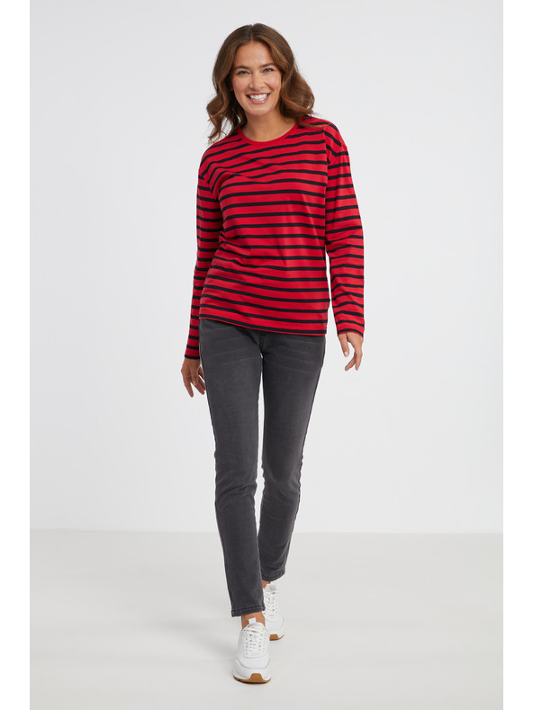 Sam 73 SAM 73 Ženska crvena prugasta majica dugih rukava Prudence