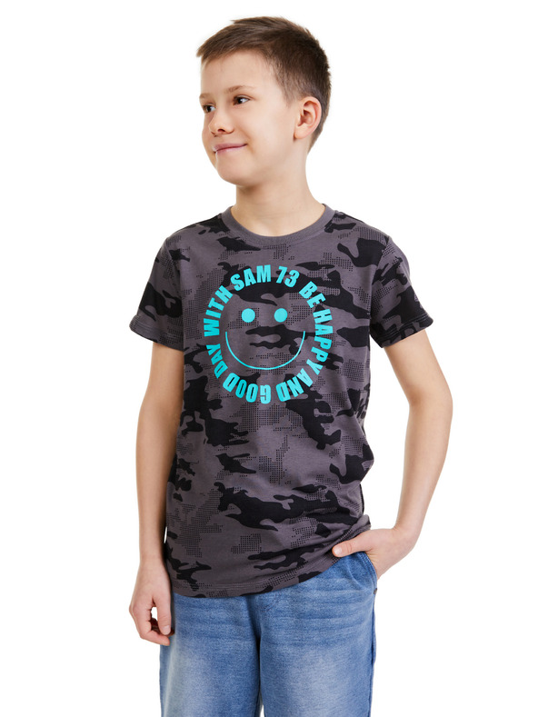 Sam 73 Tamno siva dječačka majica s uzorkom SAM 73 Kelvin