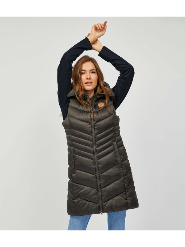 Sam 73 Kaki ženski prošiveni dugi prsluk SAM 73 Dumela