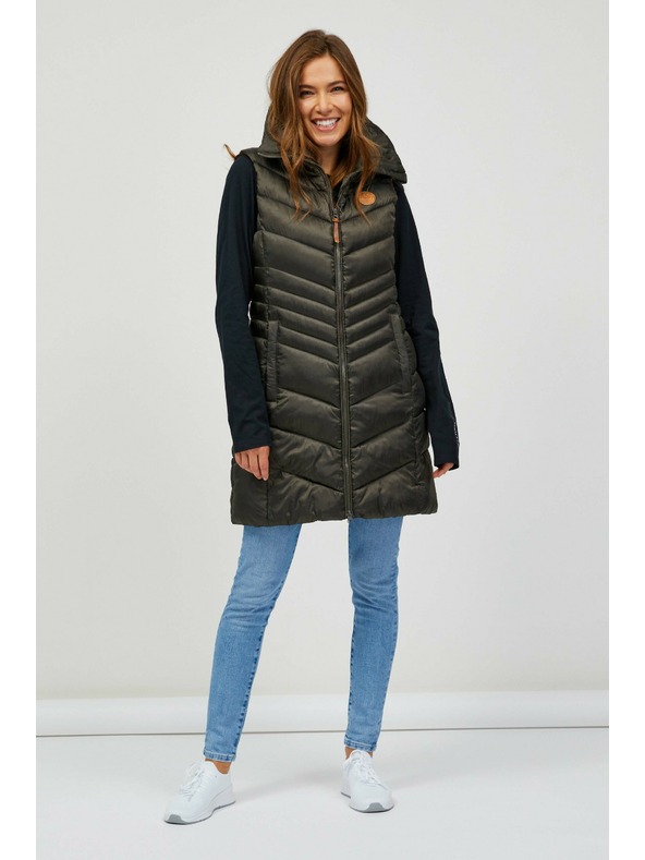 Sam 73 Kaki ženski prošiveni dugi prsluk SAM 73 Dumela