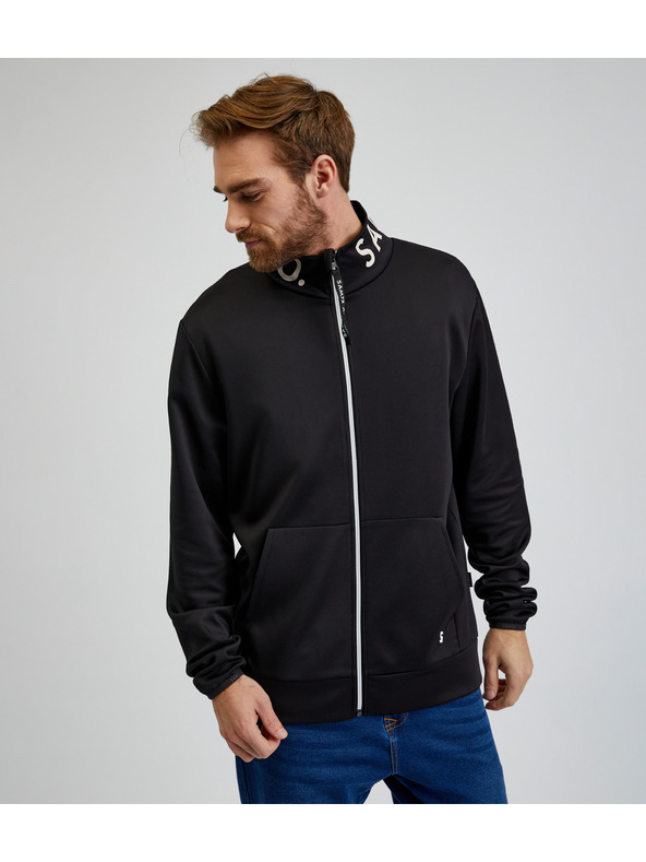 Sam 73 Crna muška majica s kapuljačom SAM73 Stephen na patentni zatvarač