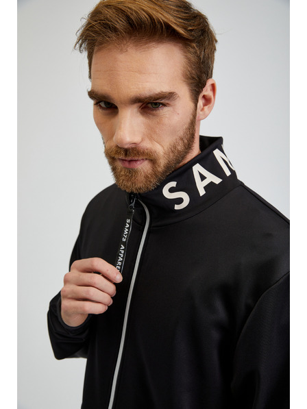 Sam 73 Crna muška majica s kapuljačom SAM73 Stephen na patentni zatvarač